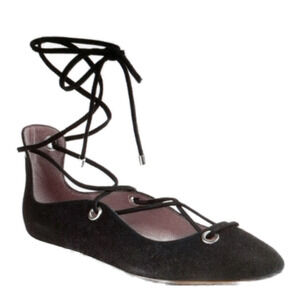 Halogen Nella Ghillie Black Suede Flats